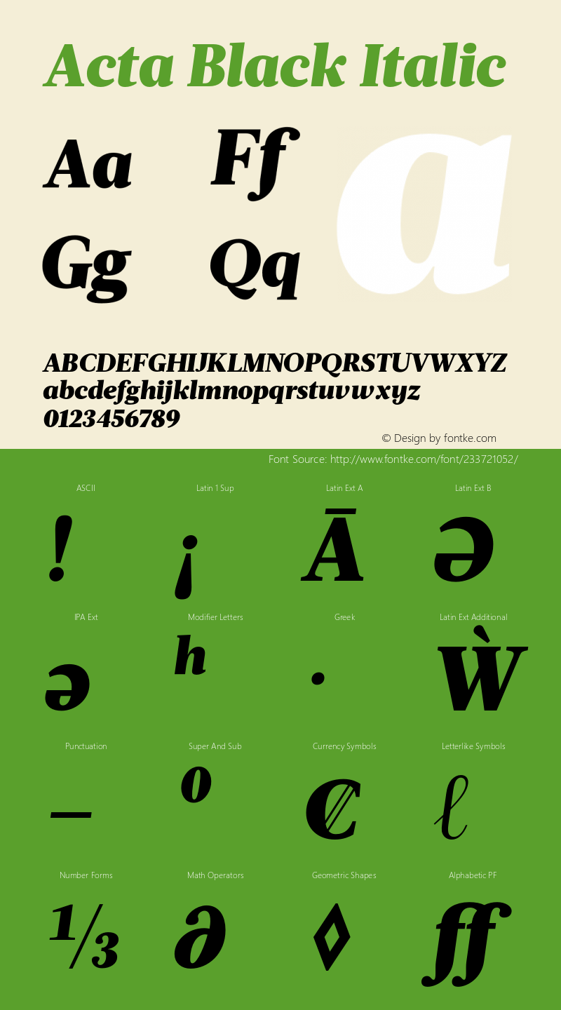 Acta-BlackItalic Version 1.000图片样张