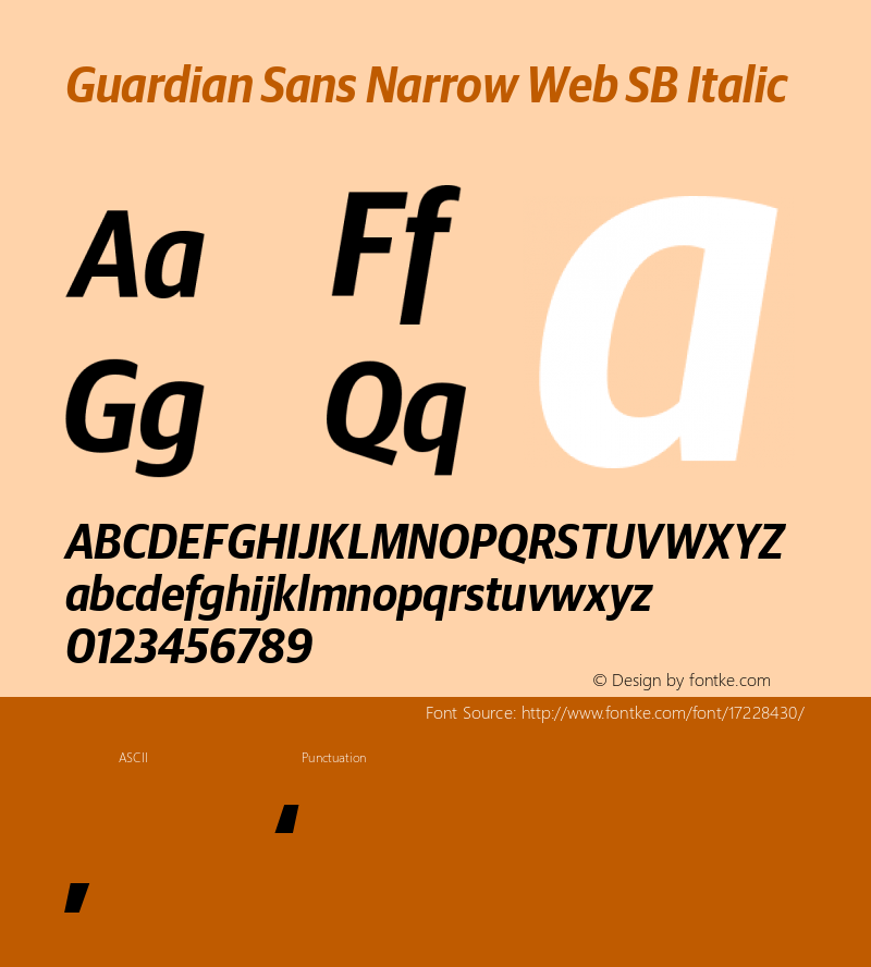 Guardian Sans Narrow Web SB Italic Version 1.1 2012图片样张
