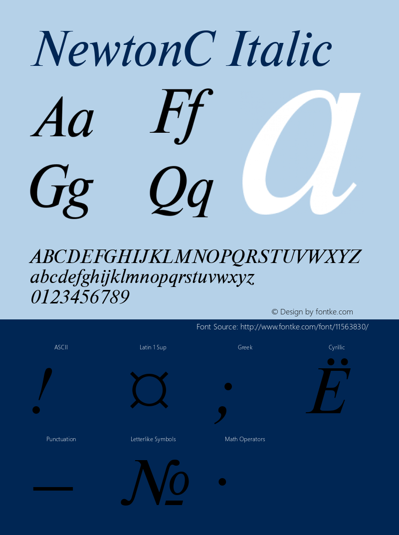 NewtonC Italic Version 001.000图片样张