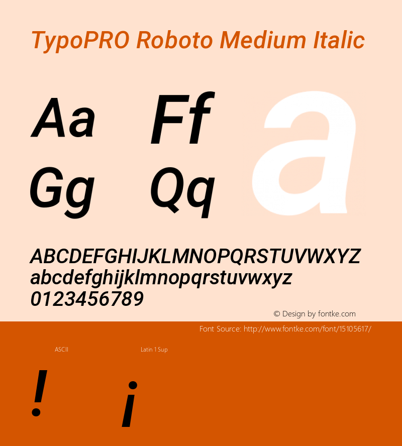 TypoPRO Roboto Medium Italic Version 2.000980; 2014图片样张
