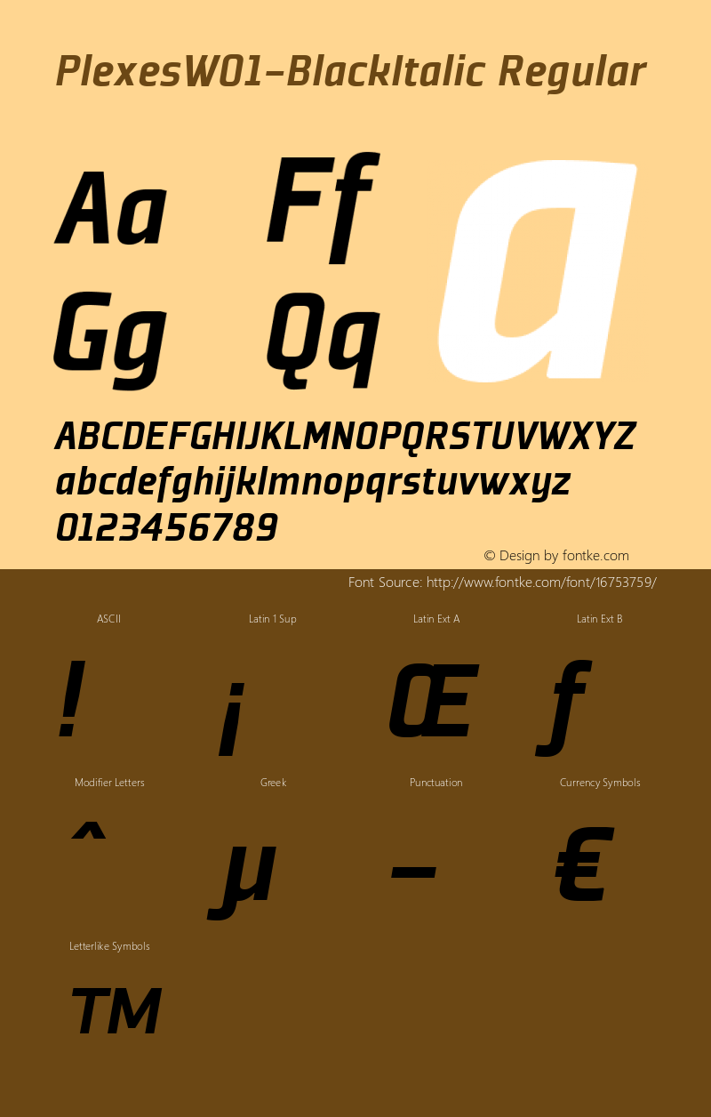 PlexesW01-BlackItalic Regular Version 1.00图片样张