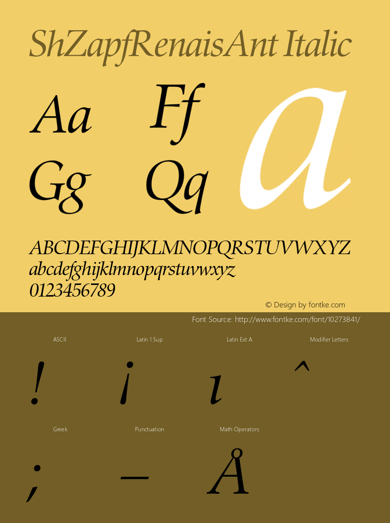 ShZapfRenaisAnt Italic 001.000图片样张