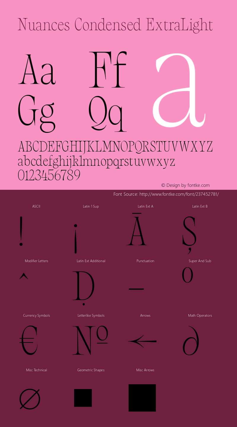 Nuances Condensed ExtraLight Version 1.001图片样张