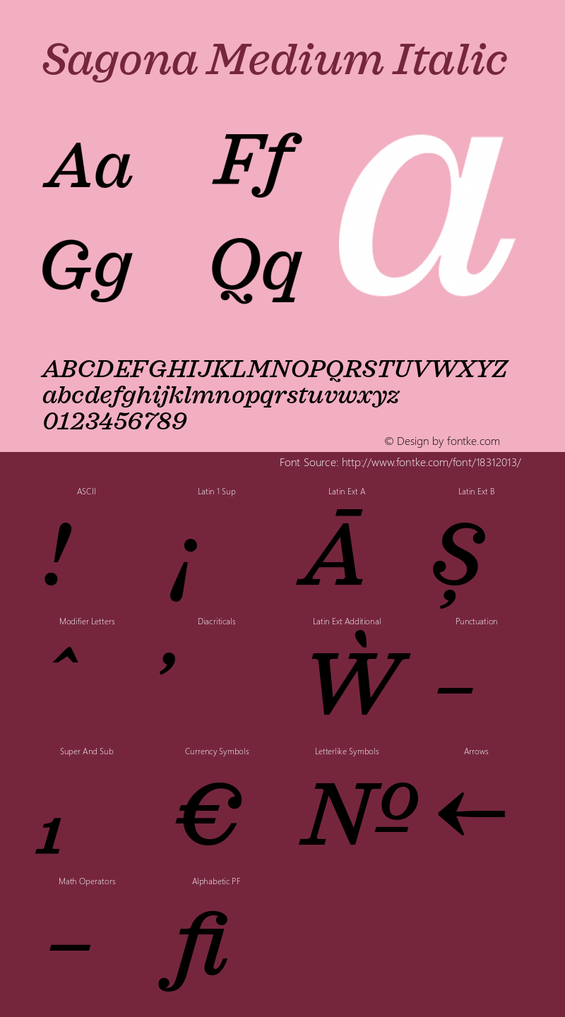 Sagona Medium Italic Version 1.000;PS 001.000;hotconv 1.0.88;makeotf.lib2.5.64775图片样张