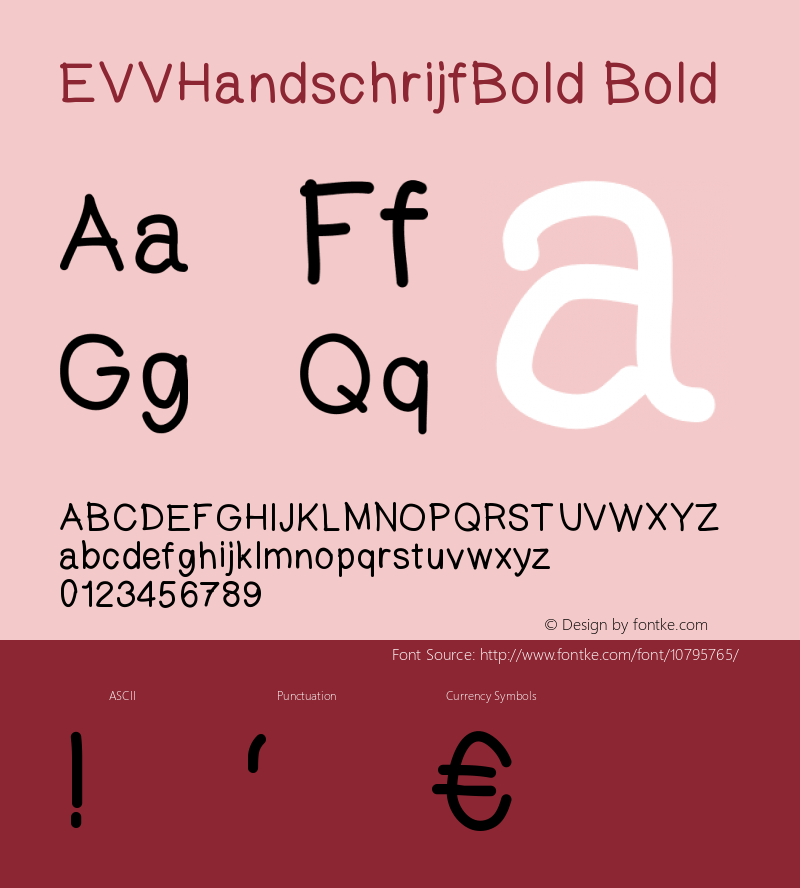 EVVHandschrijfBold Bold Version 001.000图片样张