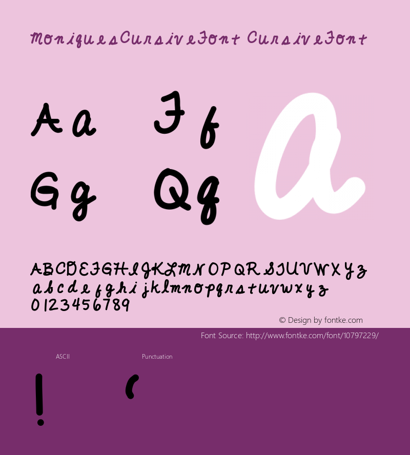 MoniquesCursiveFont CursiveFont Version 001.000图片样张