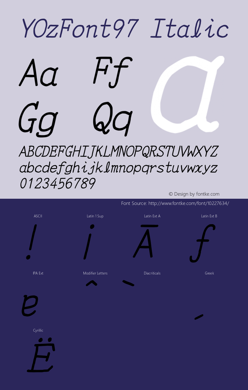 YOzFont97 Italic Version 12.12图片样张