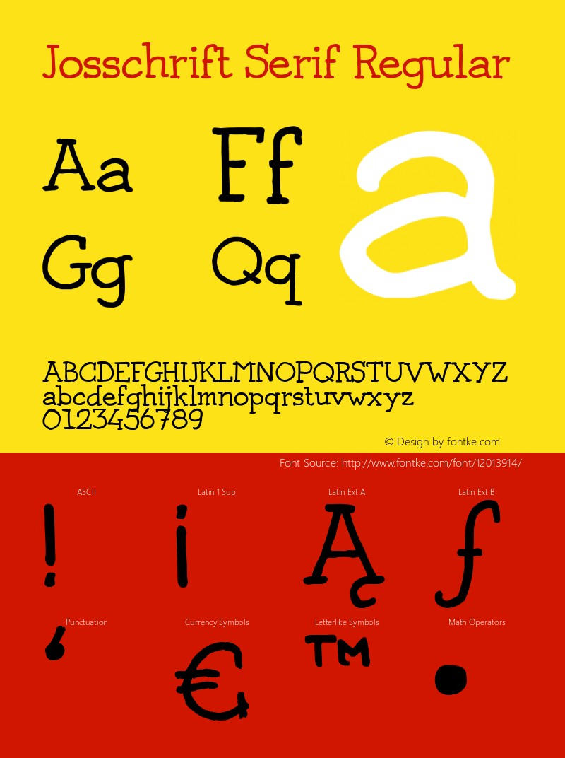 Josschrift Serif Regular Version 1.00 June, 2009图片样张