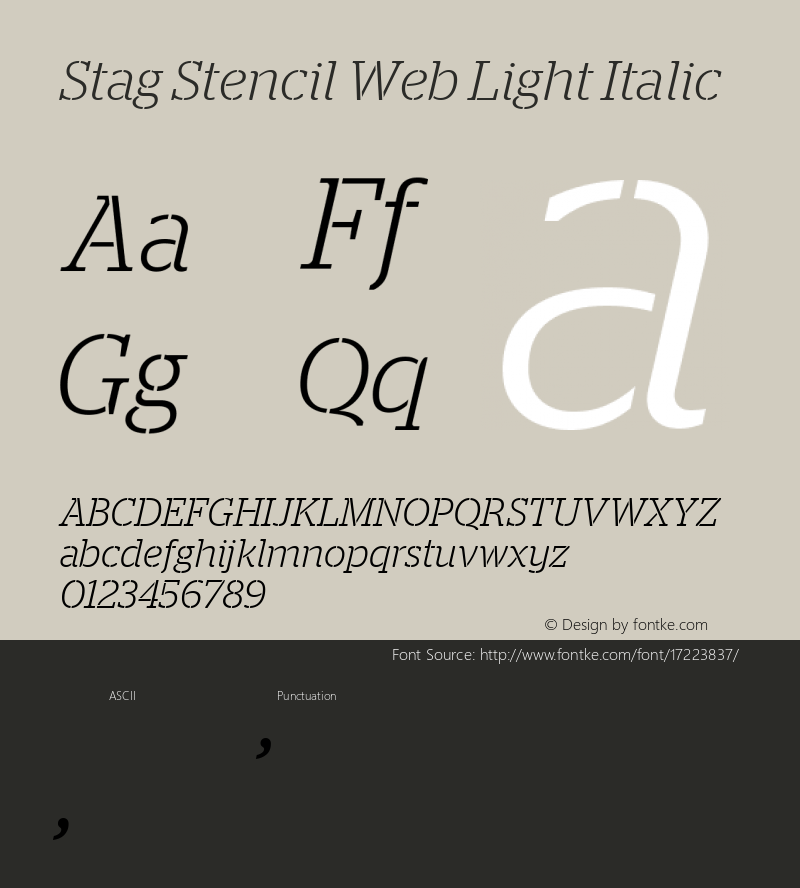 Stag Stencil Web Light Italic Version 1.1 2009图片样张