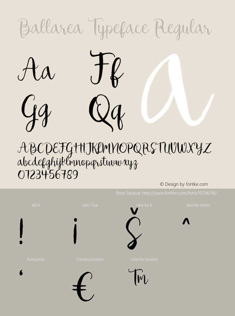 Ballarea Typeface Regular Version 1.000图片样张