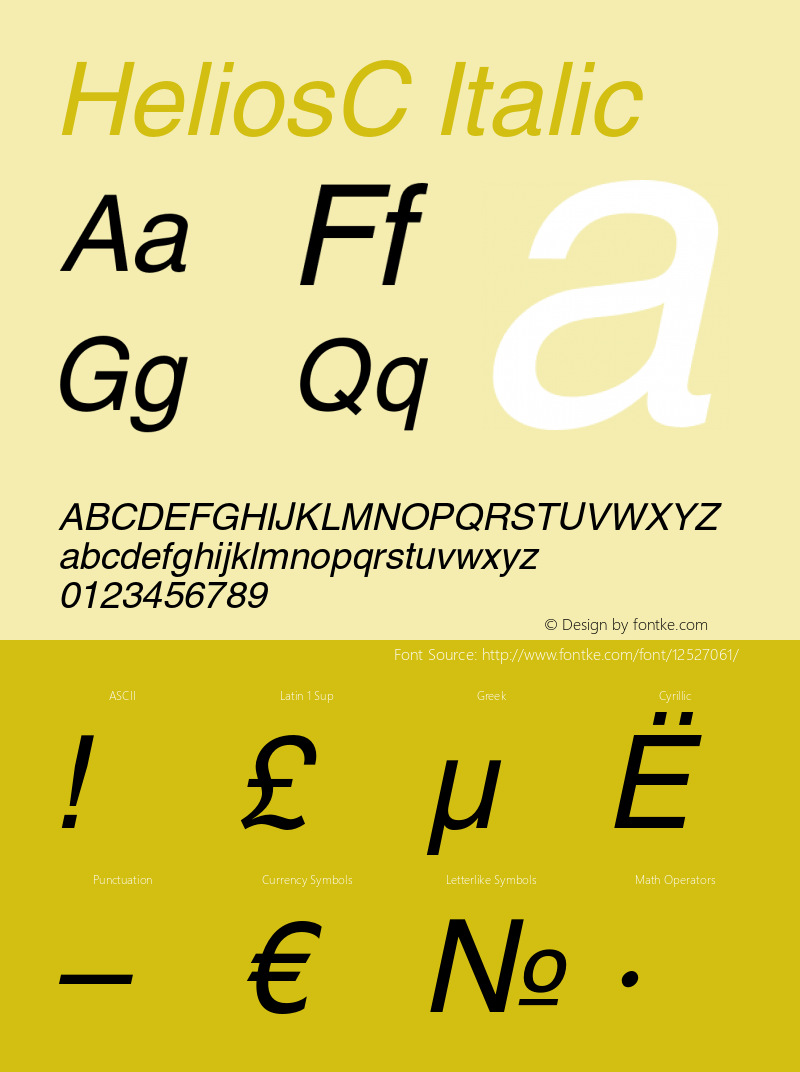 HeliosC Italic OTF 1.0;PS 004.001;Core 116;AOCW 1.0 161图片样张