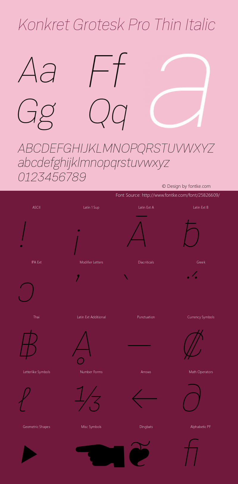 Konkret Grotesk Pro Thin Italic Version 1.005图片样张