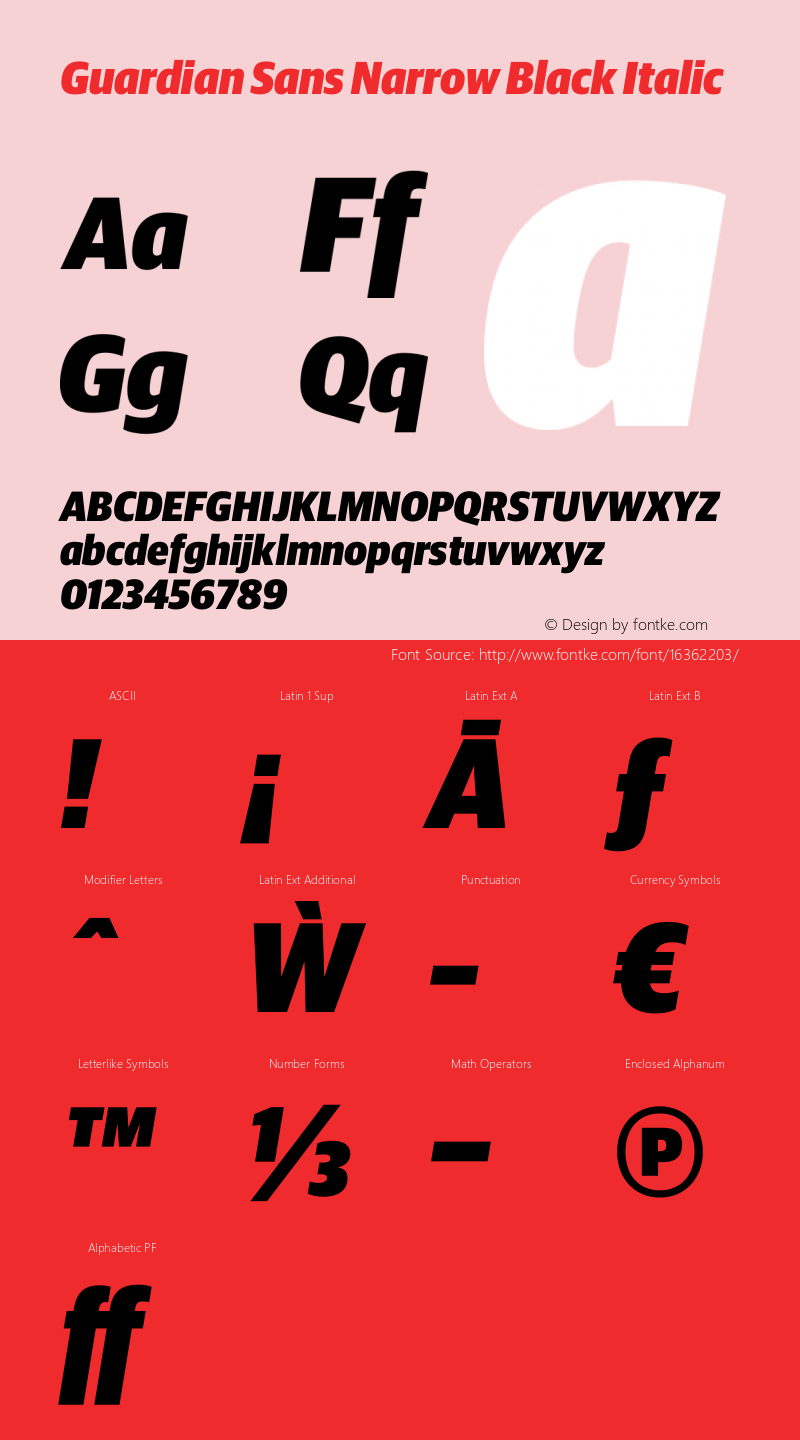 Guardian Sans Narrow Black Italic Version 1.001;PS 001.001;hotconv 1.0.57;makeotf.lib2.0.21895图片样张