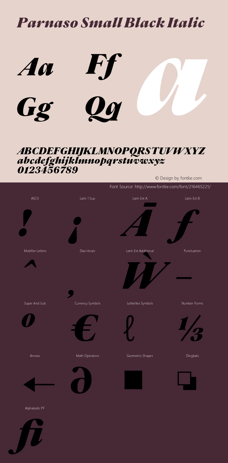 Parnaso Small Black Italic Version 1.000;FEAKit 1.0图片样张