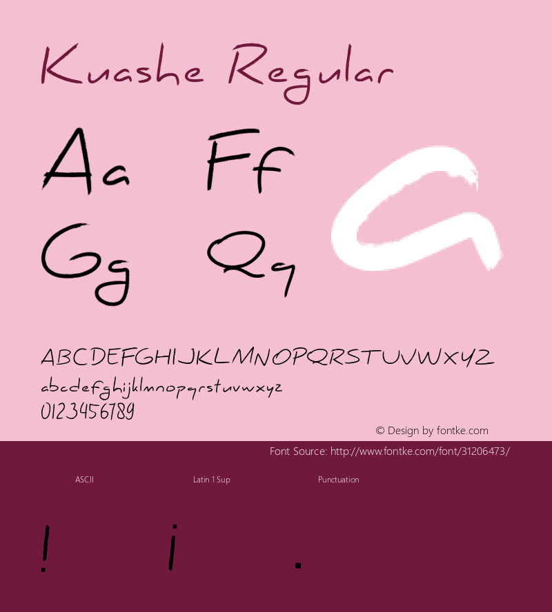 Kuashe Regular Version 1.000;PS 001.000;hotconv 1.0.88;makeotf.lib2.5.64775图片样张