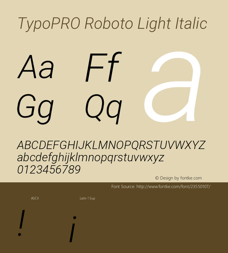 TypoPRO Roboto Light Italic Version 2.136; 2016图片样张