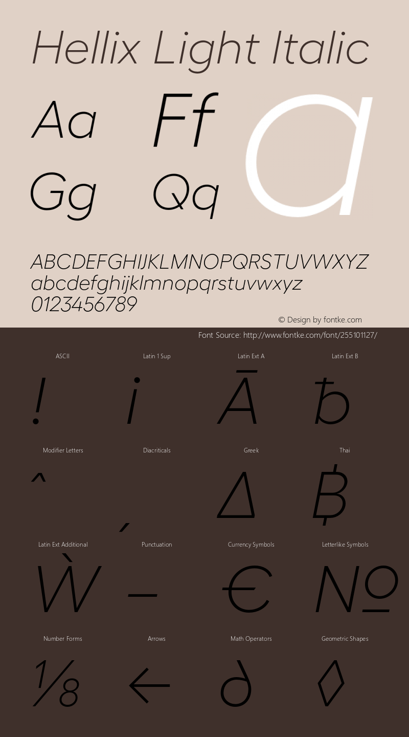 Hellix Light Italic Version 3.000;Glyphs 3.1.1 (3137)图片样张