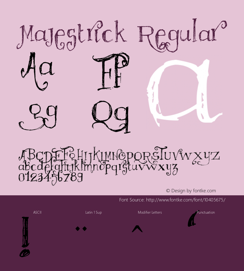 Majestrick Regular Version 1.00 January 3, 2011, initial release图片样张