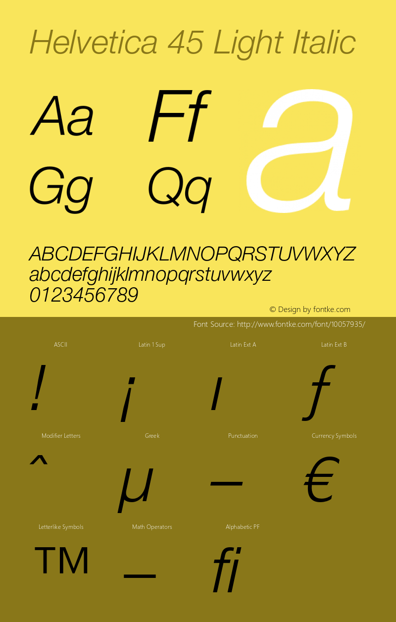 Helvetica 45 Light Italic OTF 1.0;PS 001.003;Core 1.0.22图片样张