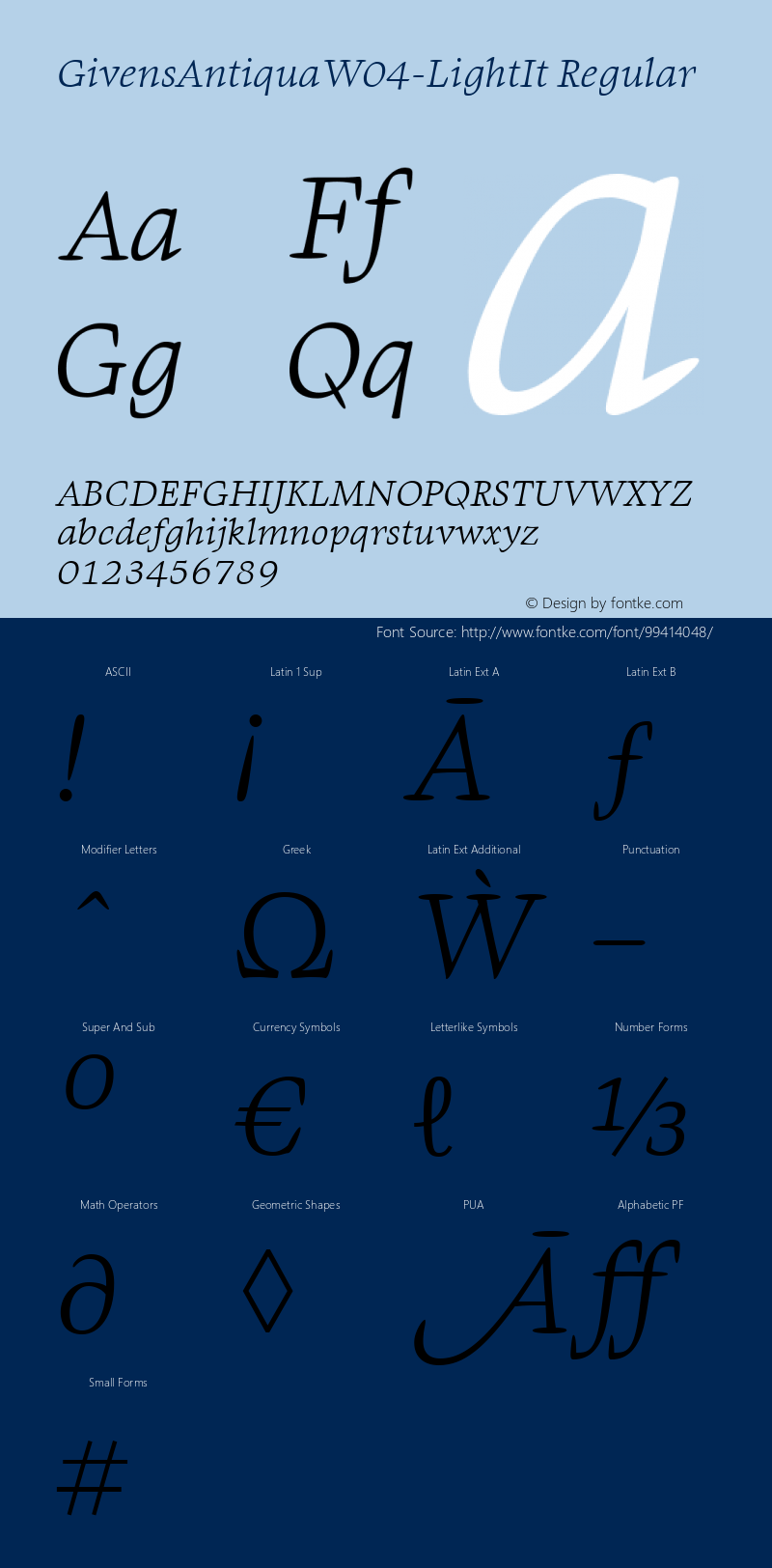 Givens Antiqua W04 Light Italic Version 1.00图片样张