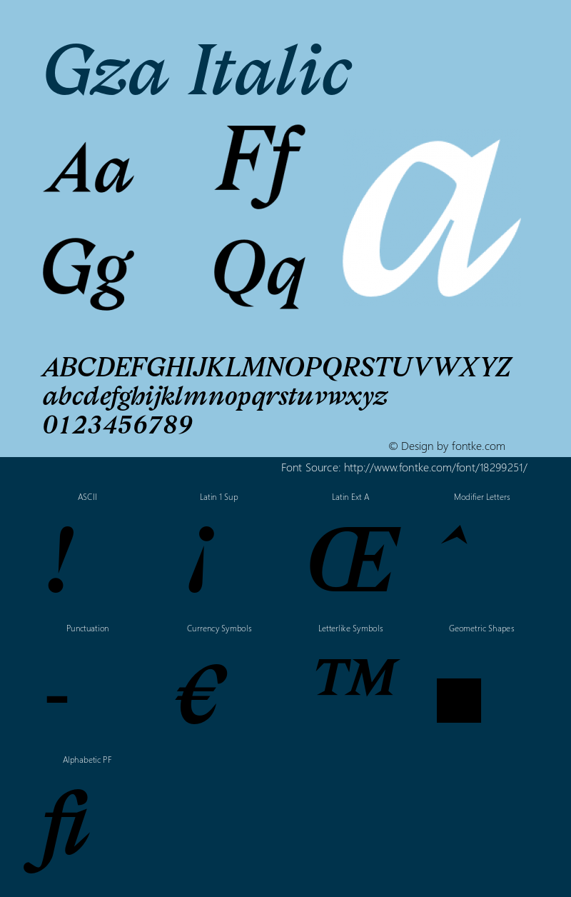 Gza Italic Version 1.000图片样张