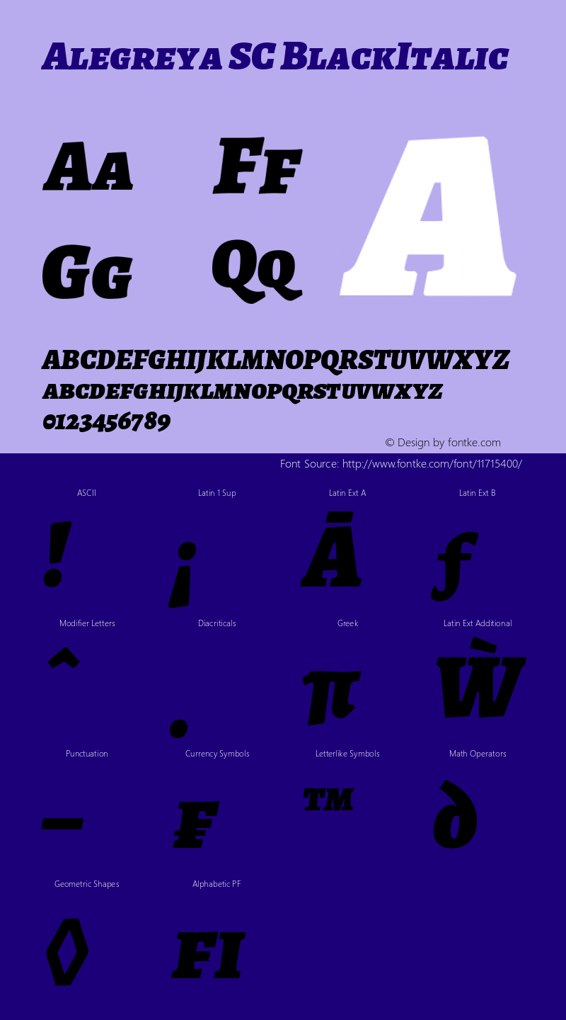 Alegreya SC BlackItalic Version 1.003图片样张