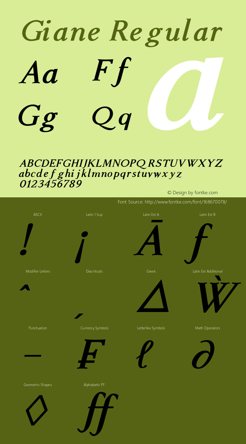 Giane W05 Bold Italic Version 1.00图片样张