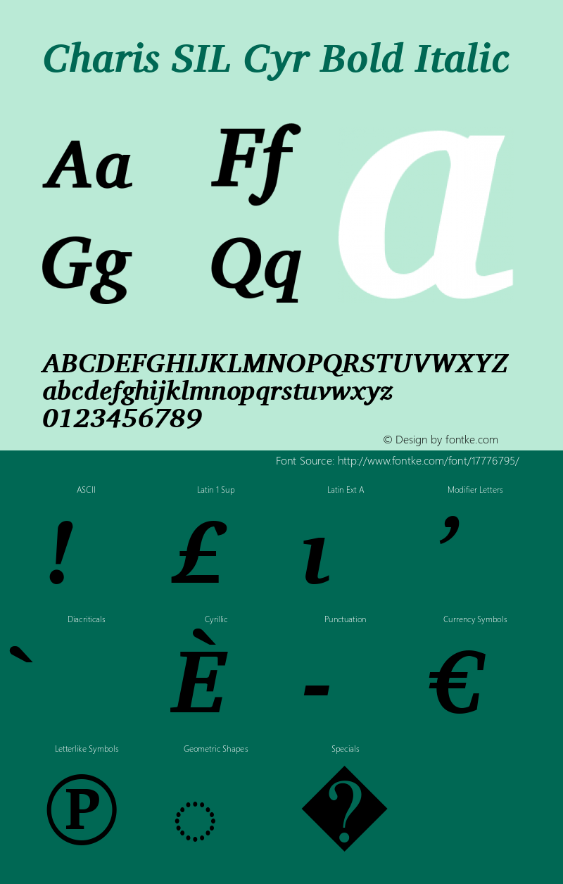 Charis SIL Cyr Bold Italic Version 5.000图片样张