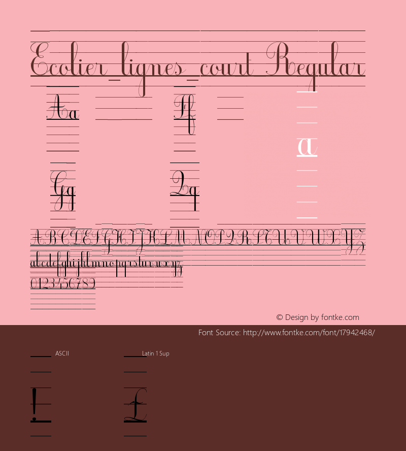 Ecolier_lignes_court Regular Version 1.00图片样张