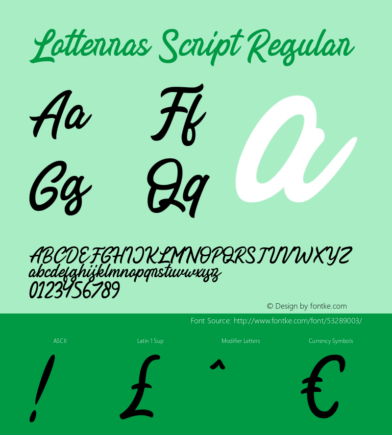 Lotterras Script Version 1.00;December 1, 2019;FontCreator 11.5.0.2422 64-bit图片样张