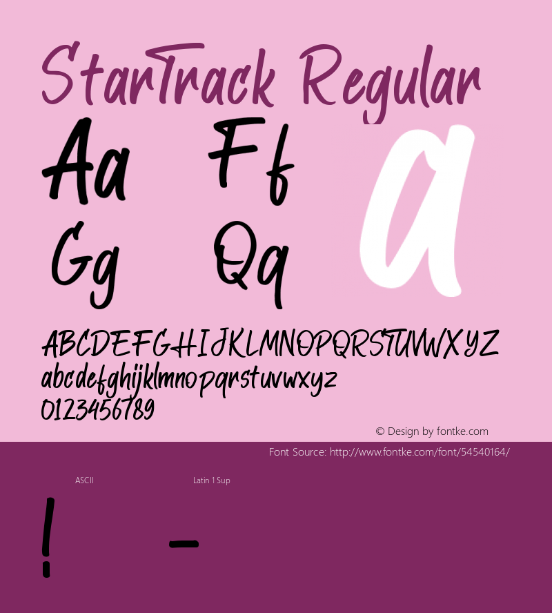 StarTrack Version 1.00;January 28, 2020;FontCreator 11.5.0.2430 32-bit图片样张