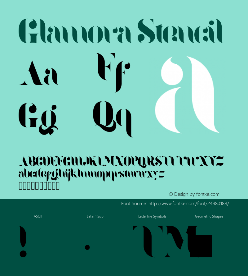 Glamora Stencil Regular Version 1.000;PS 001.000;hotconv 1.0.70;makeotf.lib2.5.58329图片样张