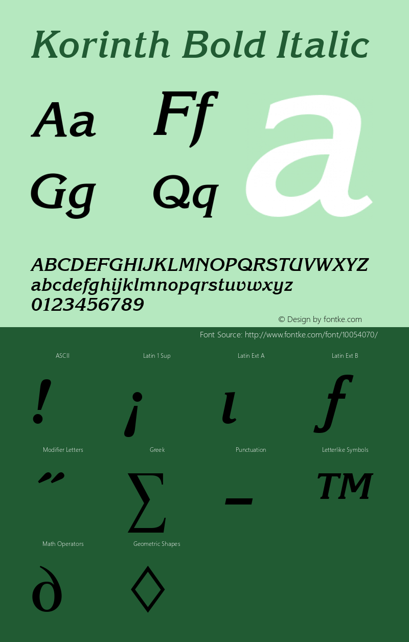 Korinth Bold Italic Altsys Fontographer 3.5  4/10/93图片样张