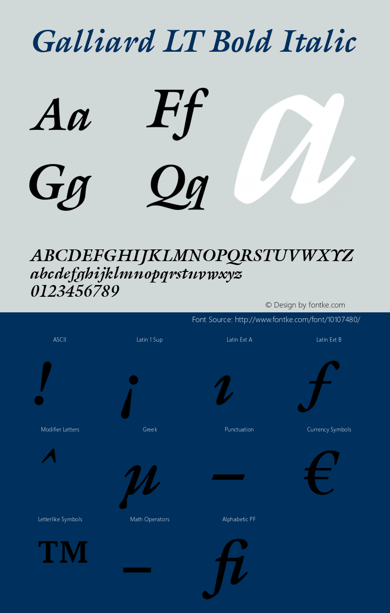 Galliard LT Bold Italic Version 6.1; 2002图片样张