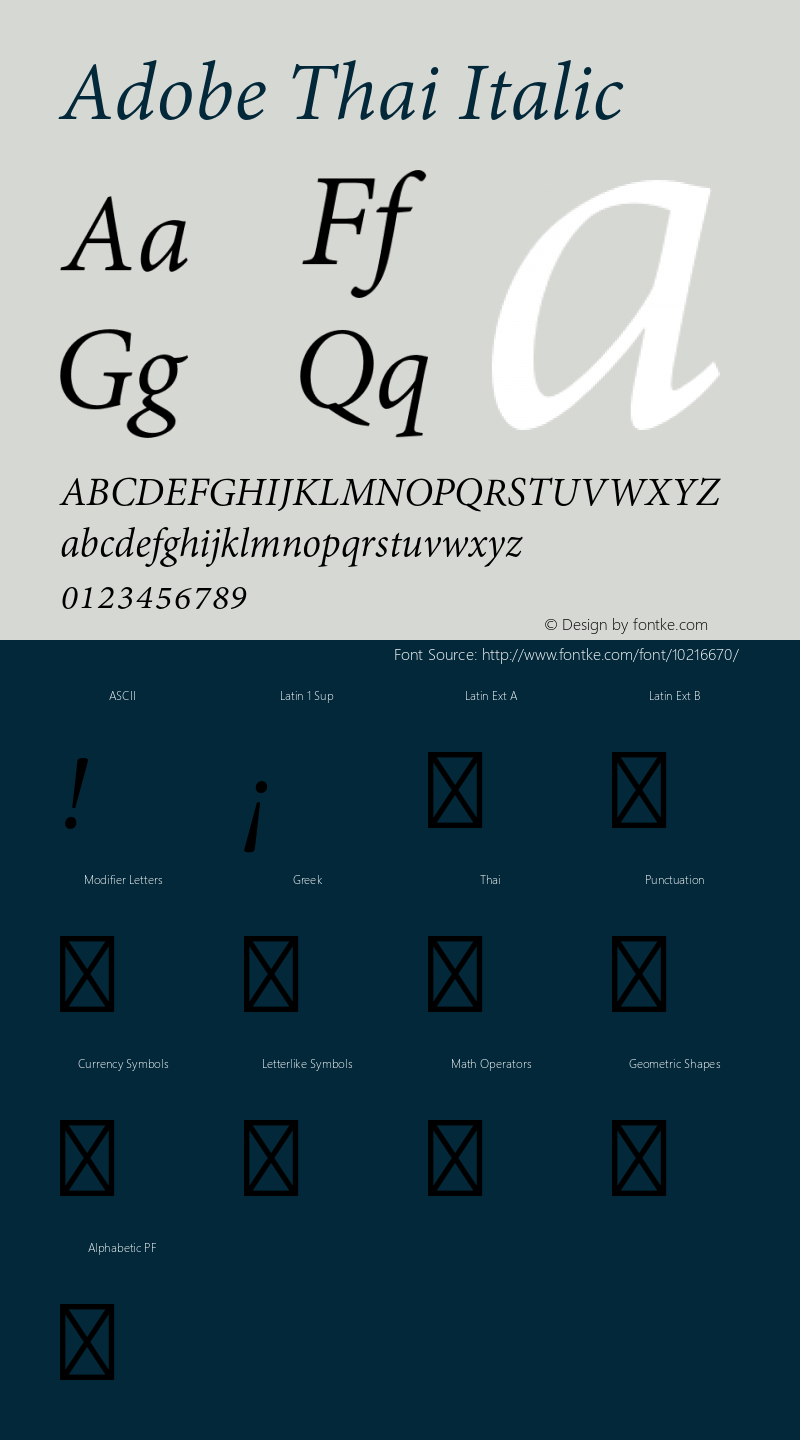 Adobe Thai Italic Version 1.012图片样张