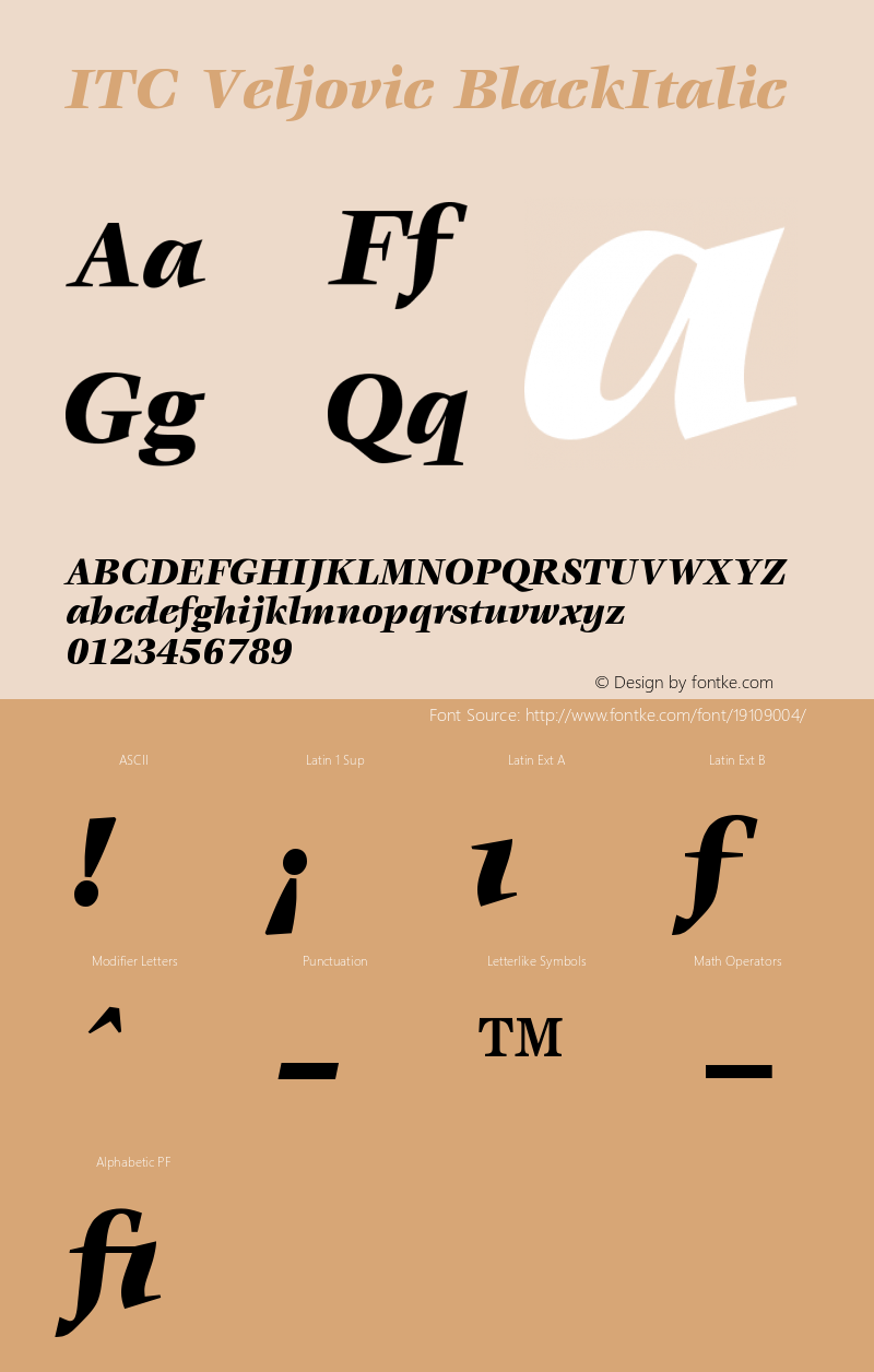 ITC Veljovic Black Italic Version 001.000图片样张