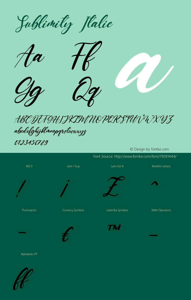 Sublimity Italic Version 1.00;August 3, 2020;FontCreator 12.0.0.2563 64-bit图片样张