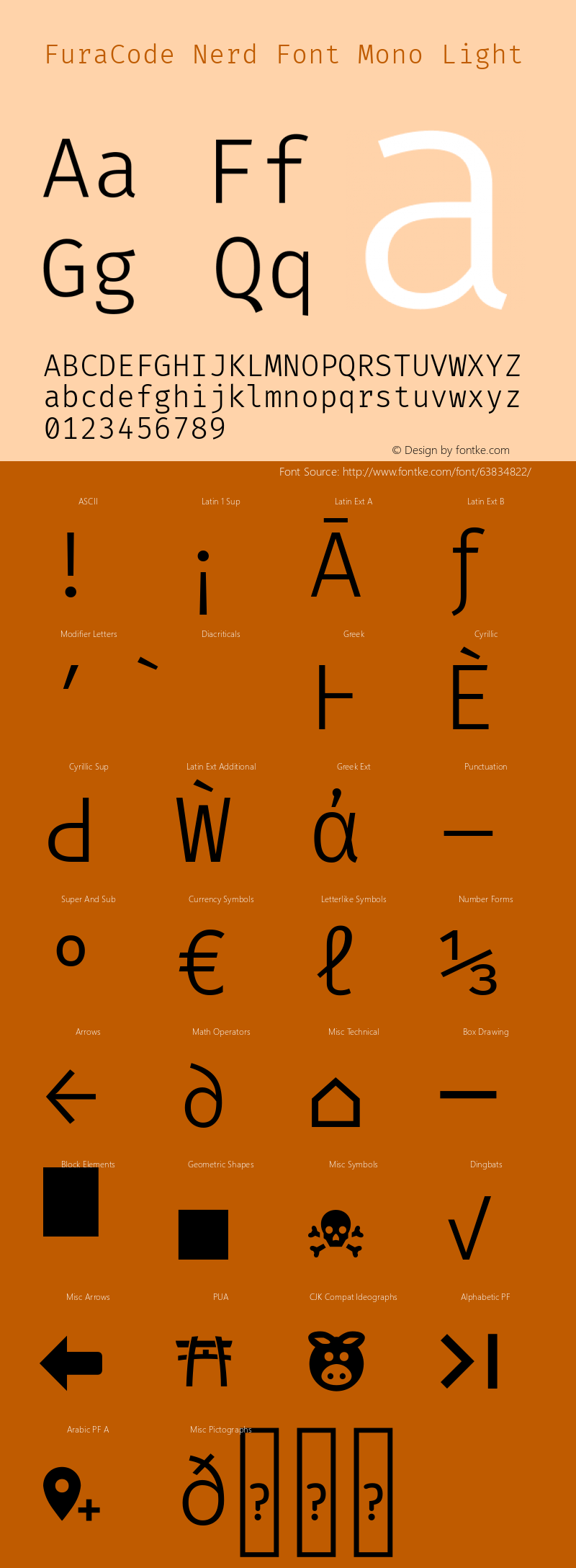 Fura Code Light Nerd Font Complete Mono Version 1.205图片样张