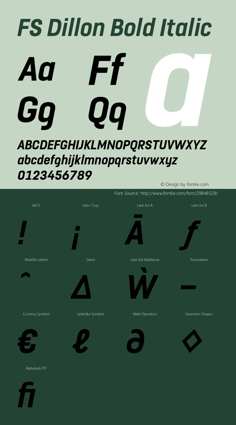 FS Dillon Bold Italic Version 1.000图片样张