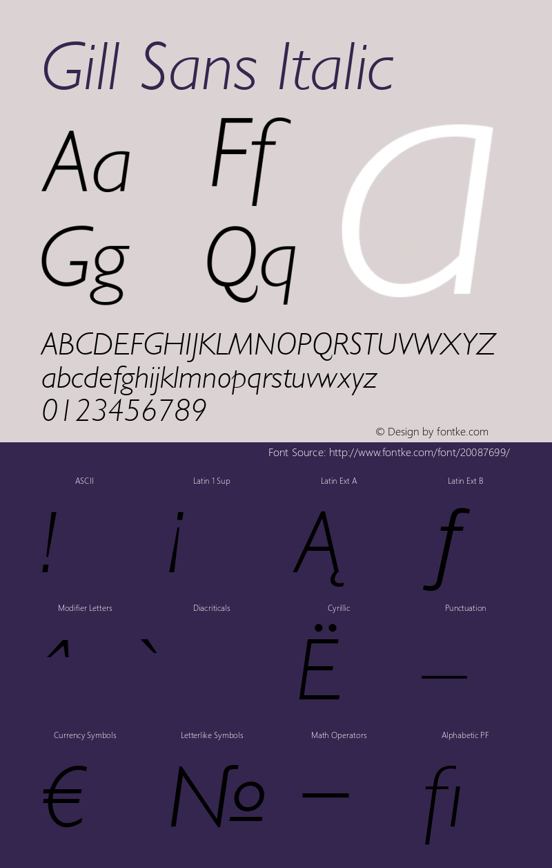 Gill Sans Light Italic 9.0d6e1图片样张