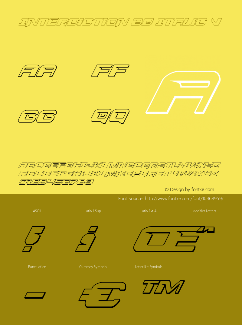 Interdiction 3D Italic V Version 1.0; 2012图片样张