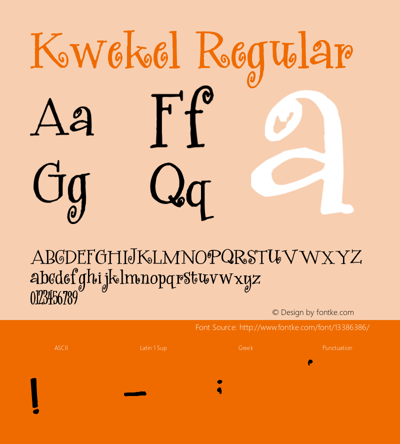 Kwekel Regular Version 1.00 September 15, 2005, initial release图片样张
