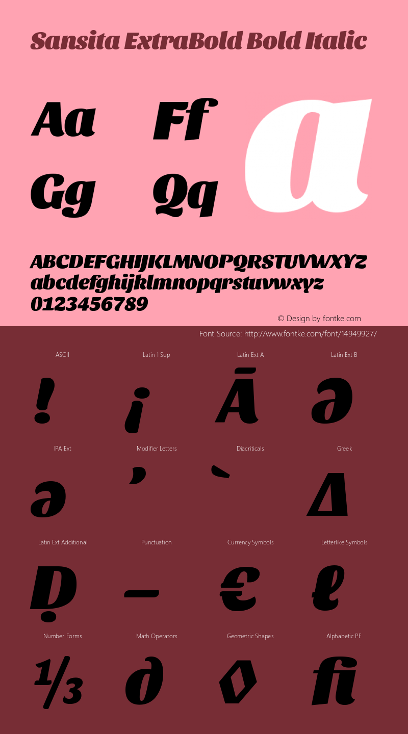 Sansita ExtraBold Bold Italic Version 1.005;PS 001.005;hotconv 1.0.70;makeotf.lib2.5.58329图片样张