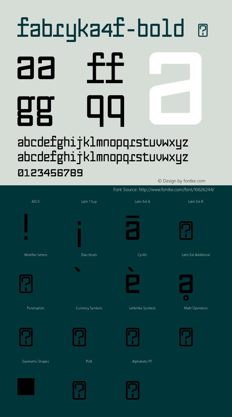 Fabryka4F-Bold ☞ 1.3;com.myfonts.easy.4thfebruary.fabryka-4f.bold.wfkit2.version.3uM9图片样张