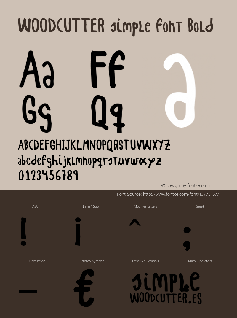 WOODCUTTER simple font Bold Version 1.00 February 25, 2014, initial release图片样张