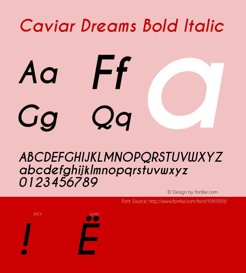 Caviar Dreams Bold Italic Version 4.00 July 10, 2012; ttfautohint (v1.4.1)图片样张