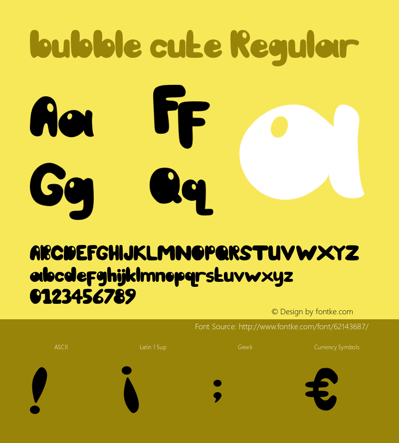 bubblecute-bubblecute Version 1.00;March 1, 2020;FontCreator 11.5.0.2430 64-bit图片样张