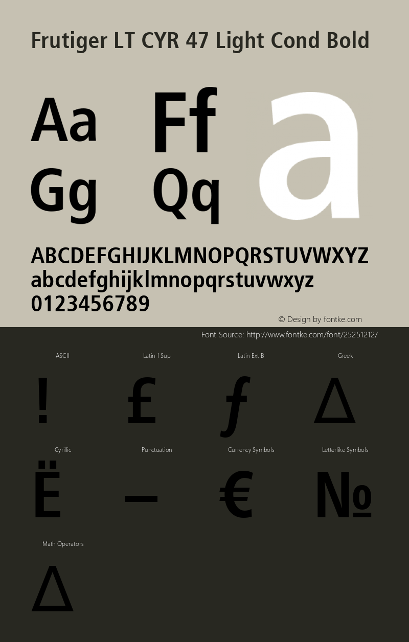 Frutiger LT Cyrillic 67 Bold Condensed Version 1.01图片样张