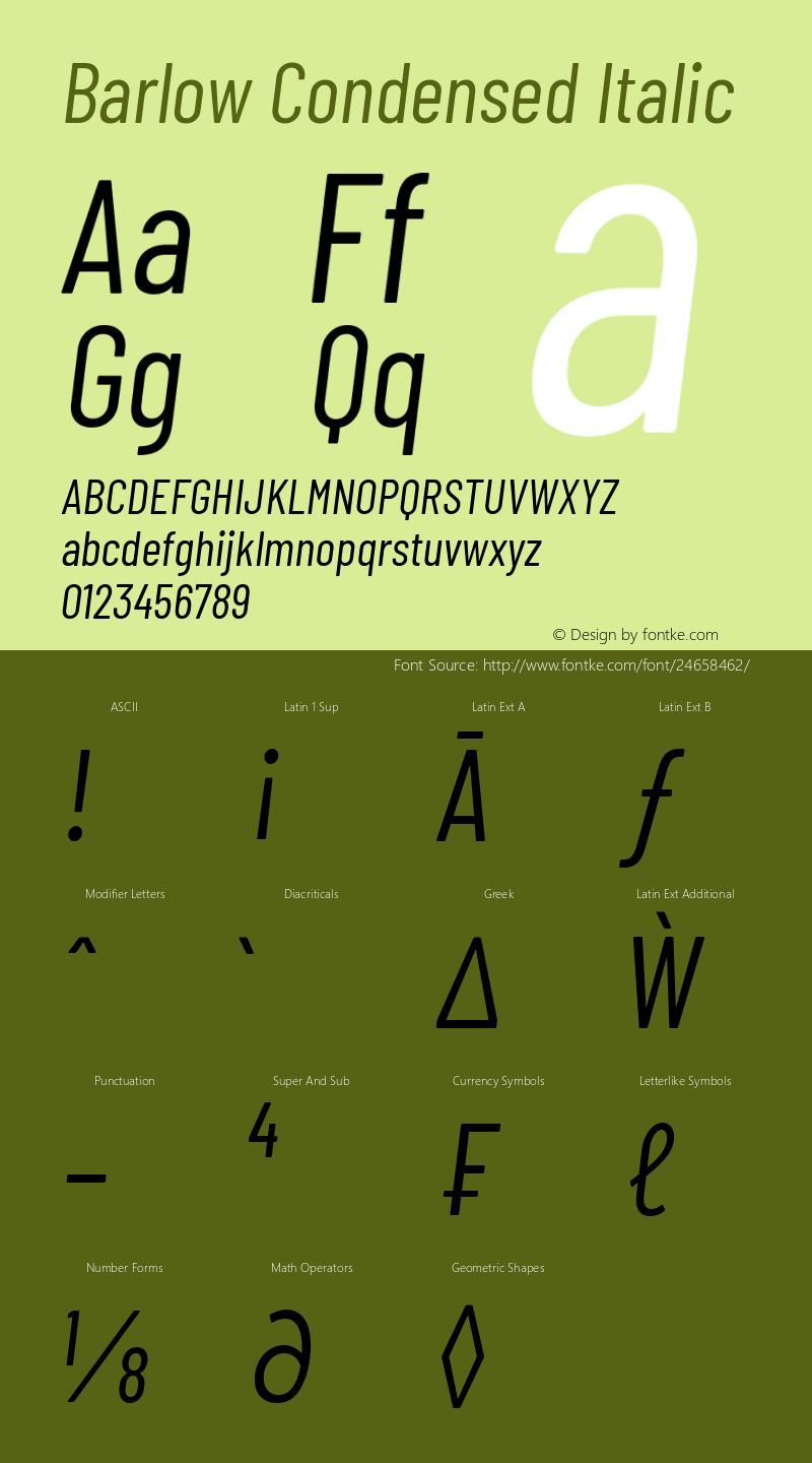 Barlow Condensed Italic Version 1.202图片样张