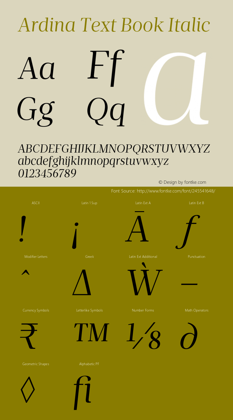 Ardina Text Book Italic Version 1.001;PS 001.001;hotconv 1.0.70;makeotf.lib2.5.58329图片样张